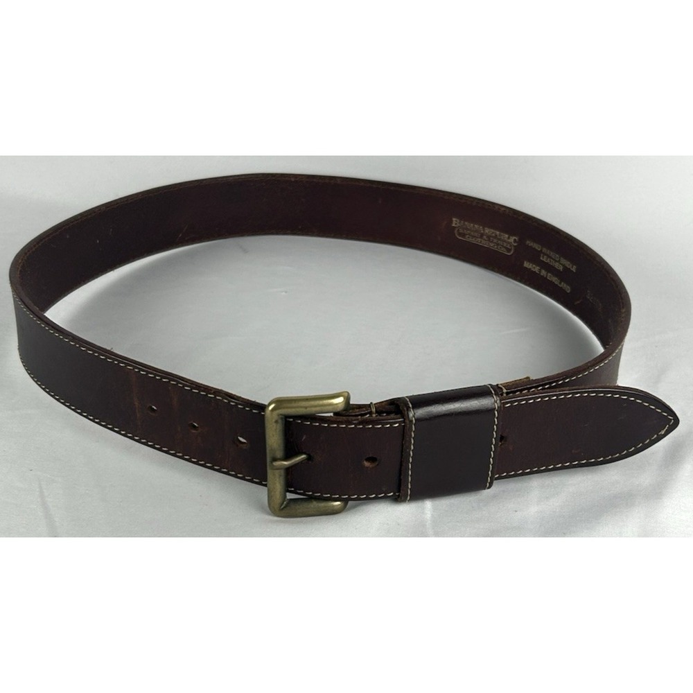 Vtg Banana Republic Safari Brown Hand Waxed Bridle Leather Belt Sz 32 England